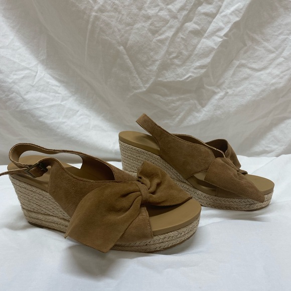 UGG Shoes - UGG Espadrilles Camilla Bow Slingback Wedge Heel Leather Chestnut Sandal Size8.5